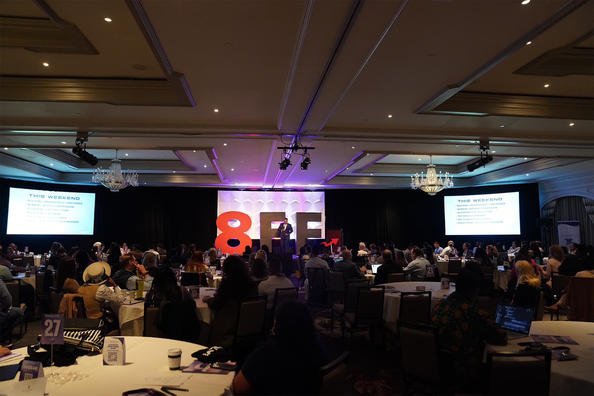Wide view of the conference room during a session